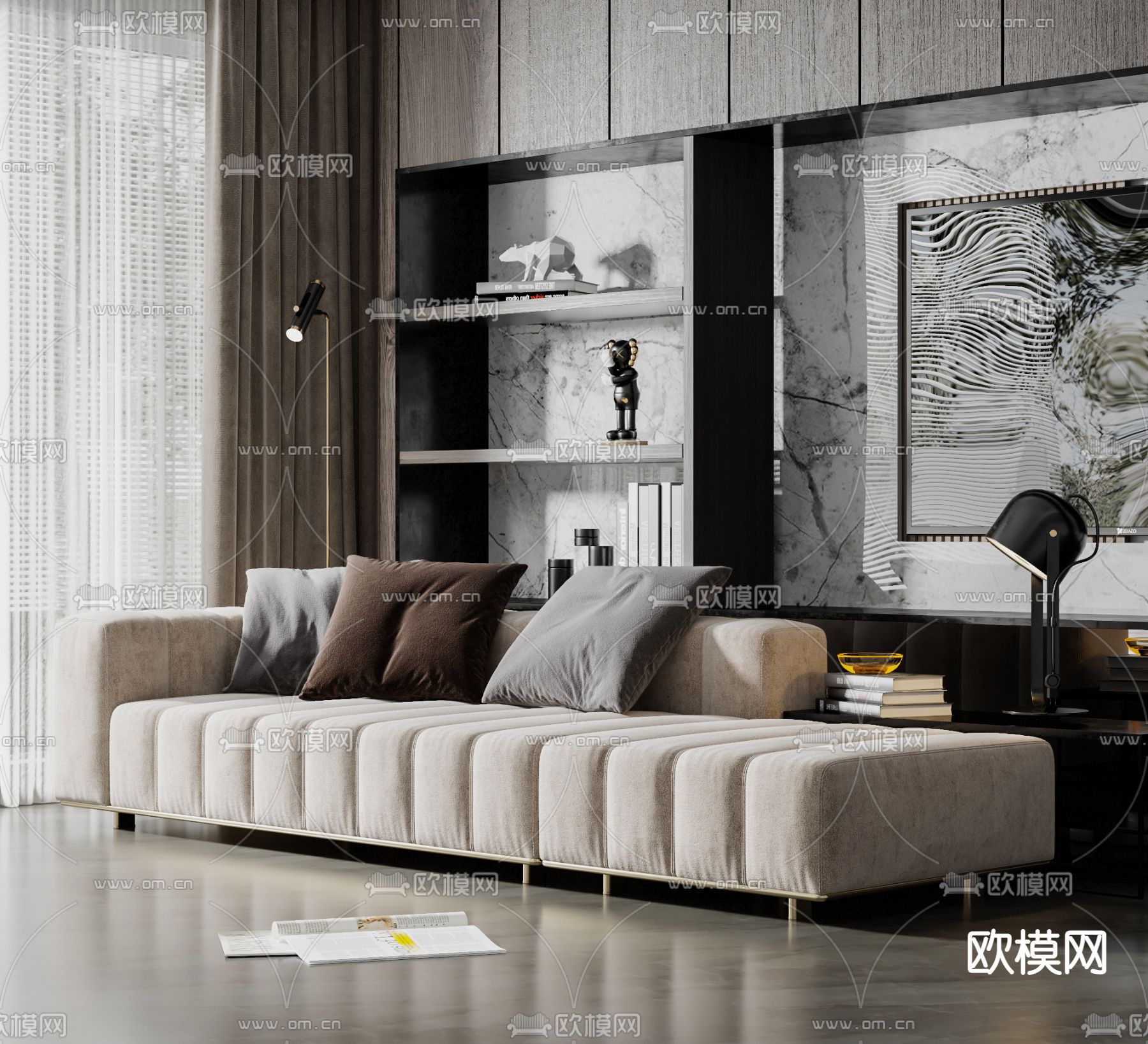 现代布艺沙发贵妃椅3d模型下载