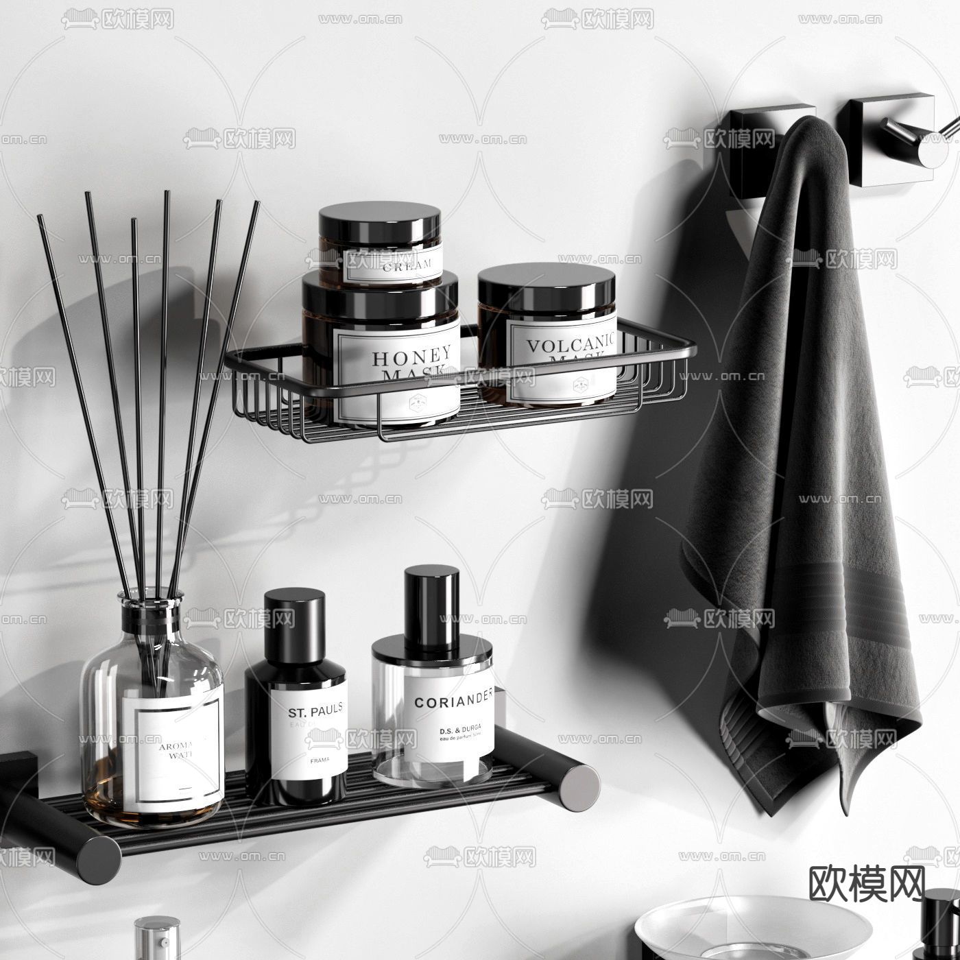 现代洗浴用品3d模型下载（渲染图2）