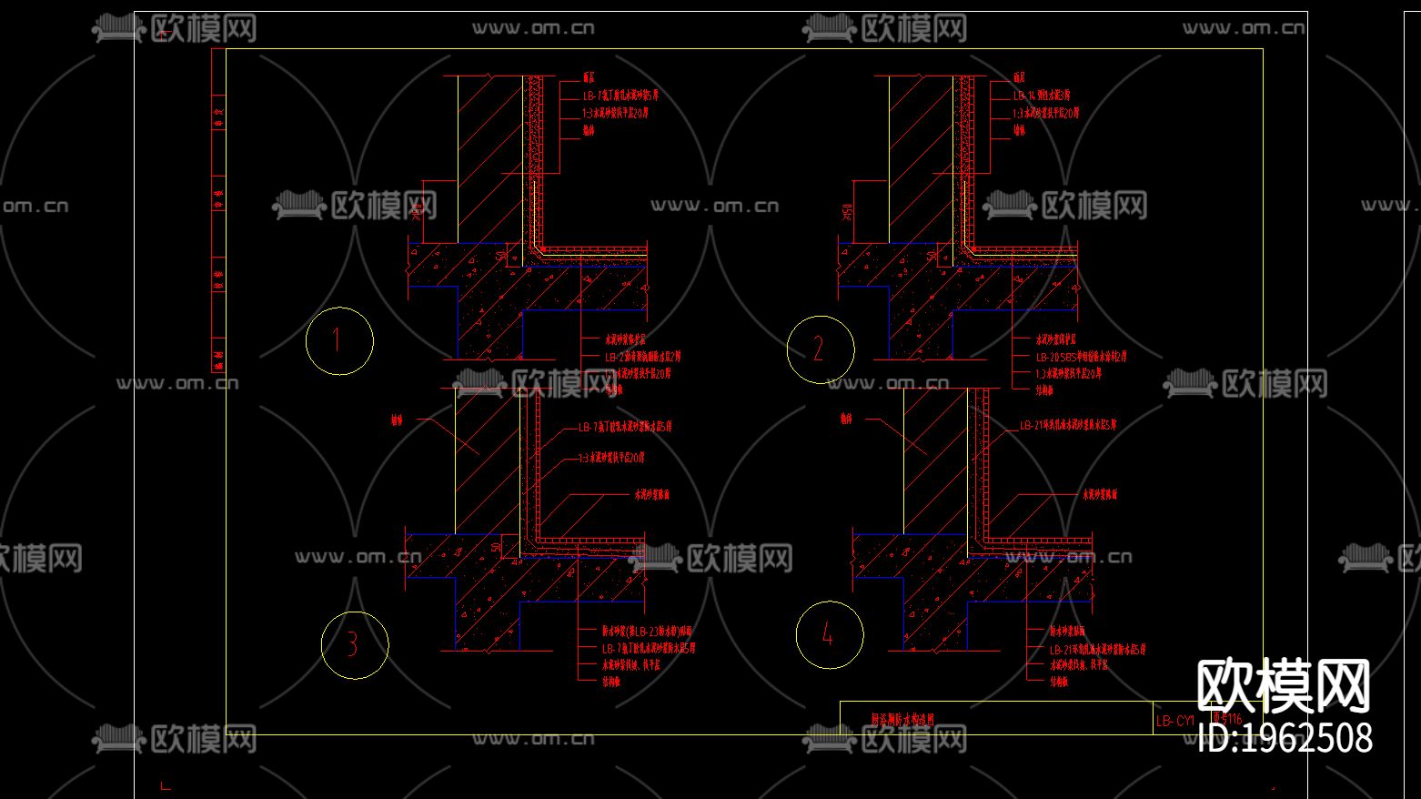 厨房卫生间CAD施工图下载（渲染图1）