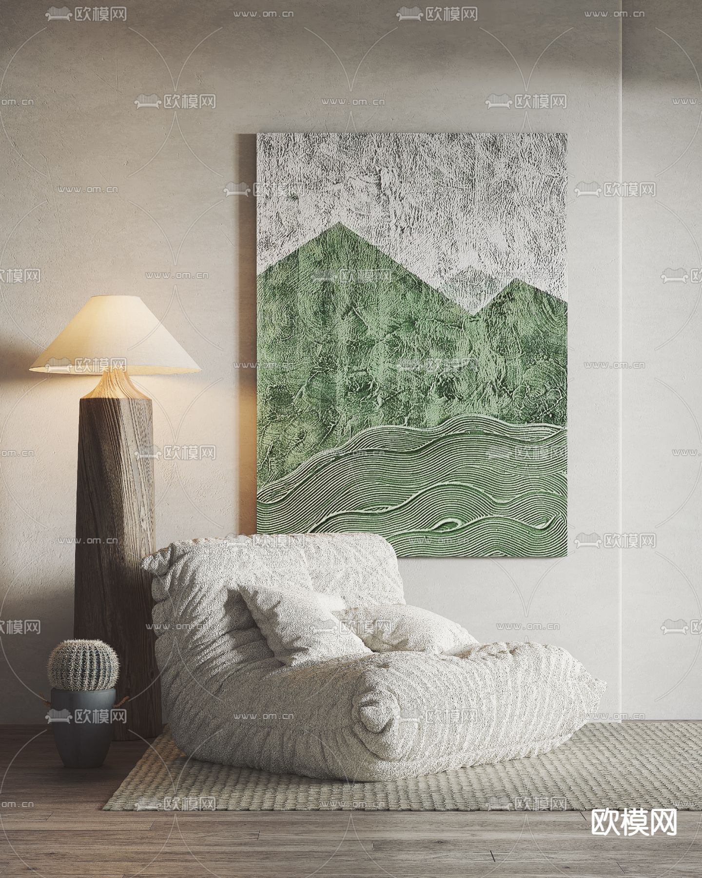 侘寂布艺懒人沙发3d模型下载