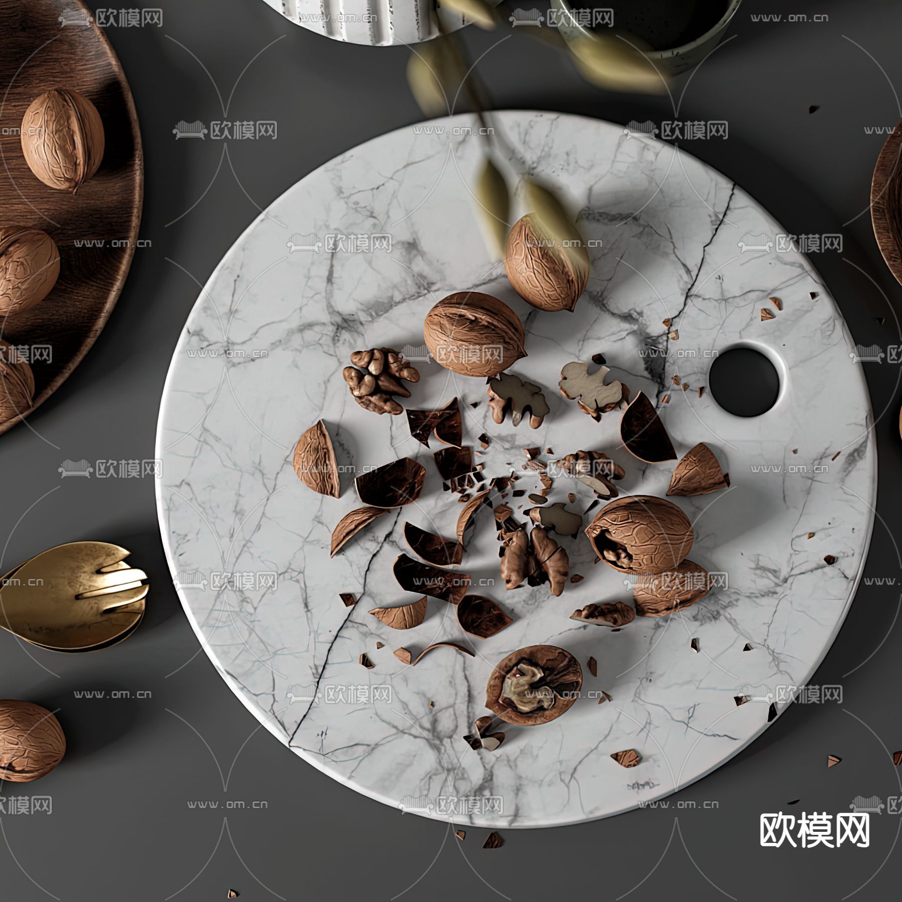 现代餐具碗碟3d模型下载（渲染图2）