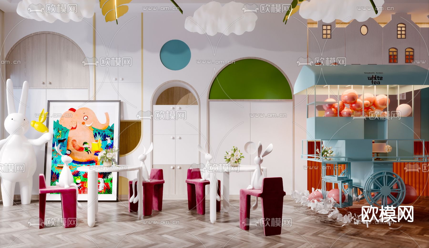 北欧幼儿中心儿童休闲娱乐区3d模型下载（渲染图1）