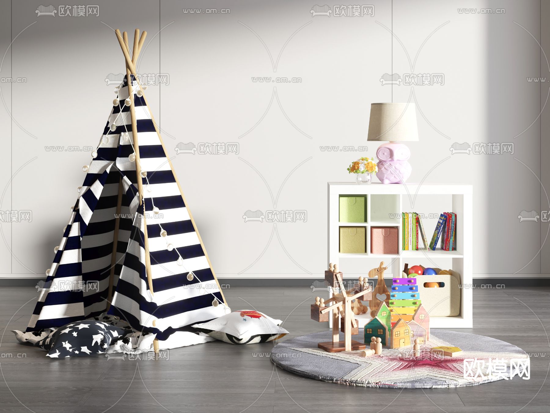 现代儿童帐篷玩具3d模型下载