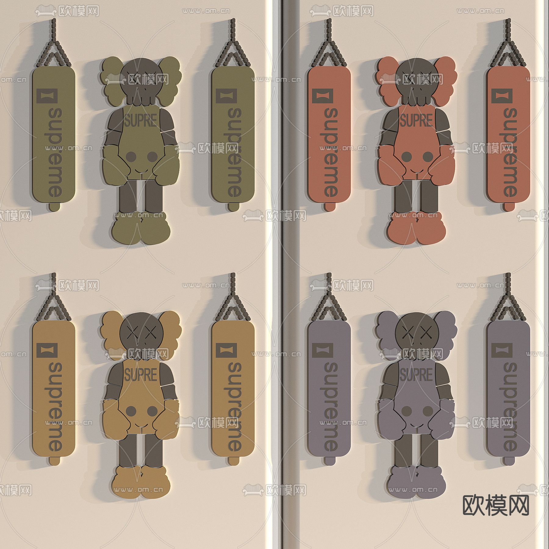 现代KAWS墙饰挂件3d模型下载