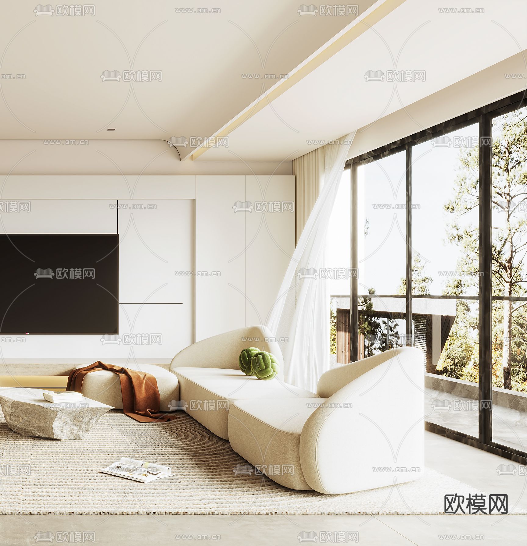 侘寂客厅3d模型下载（渲染图3）