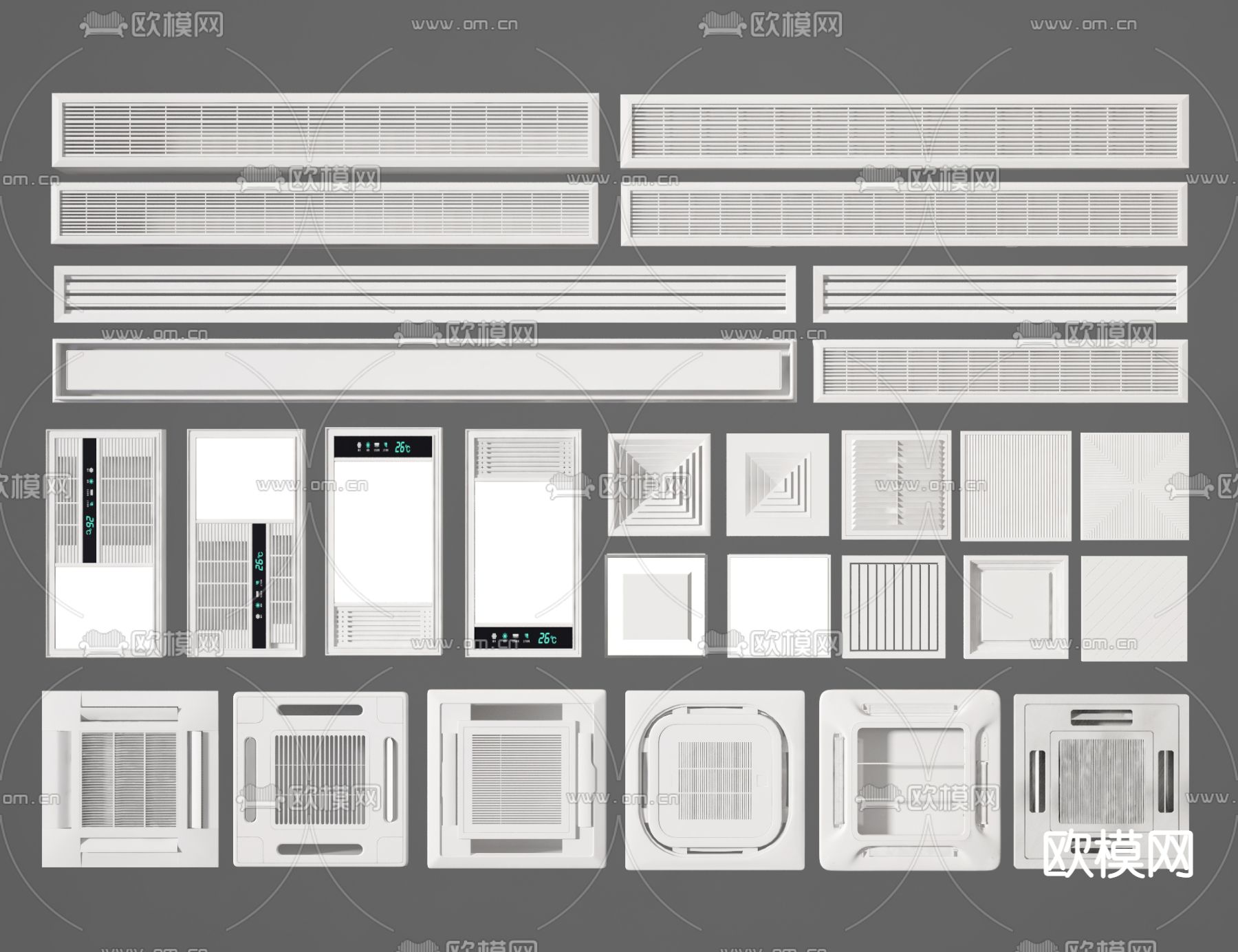 现代中央空调排风口出风口3d模型下载