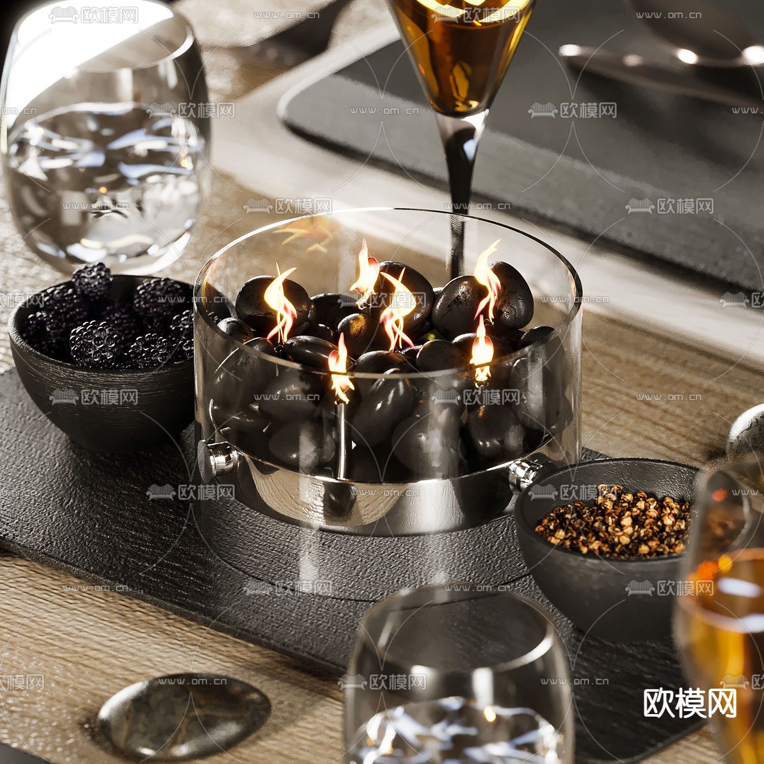 现代轻奢餐具摆盘3d模型下载（渲染图6）