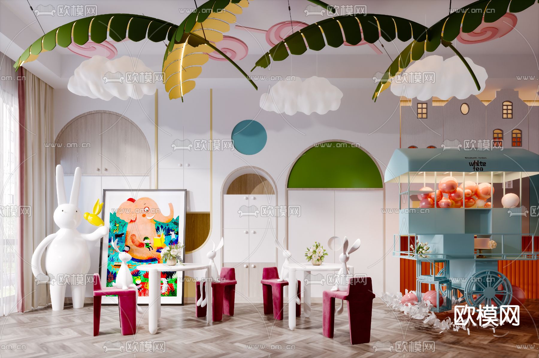北欧幼儿中心儿童休闲娱乐区3d模型下载（渲染图3）