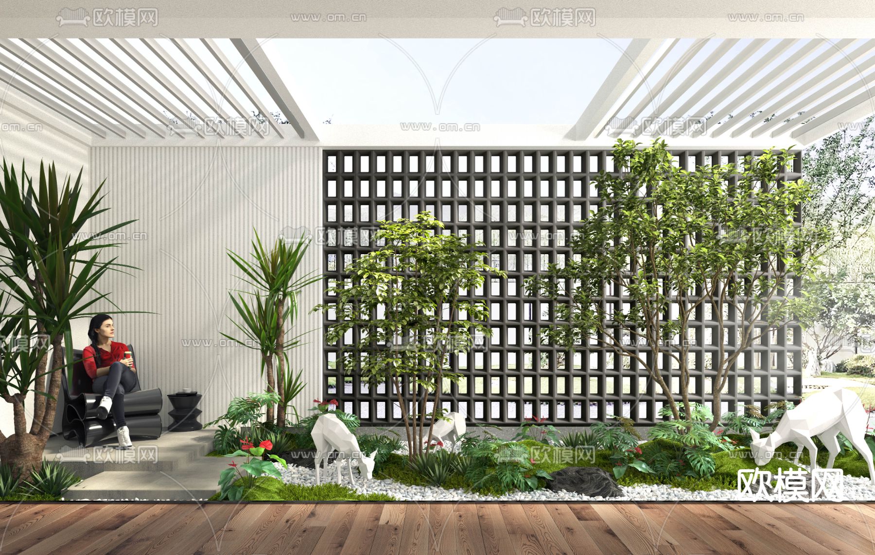 现代植物景观造景小品3d模型下载