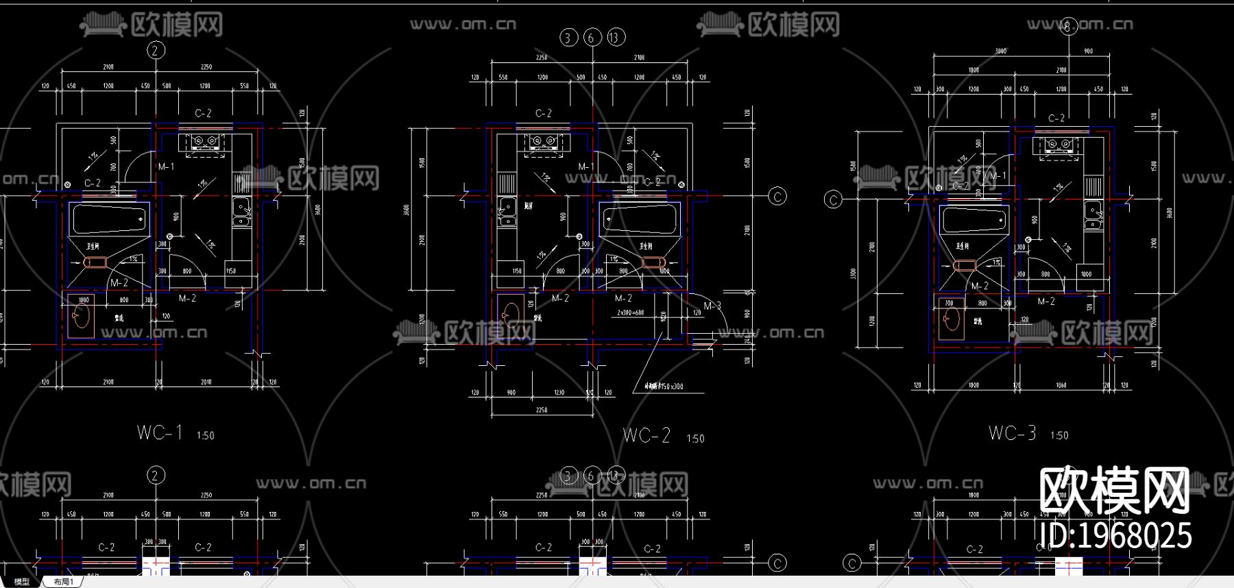 各种厨厕施工cad大样图下载（渲染图2）