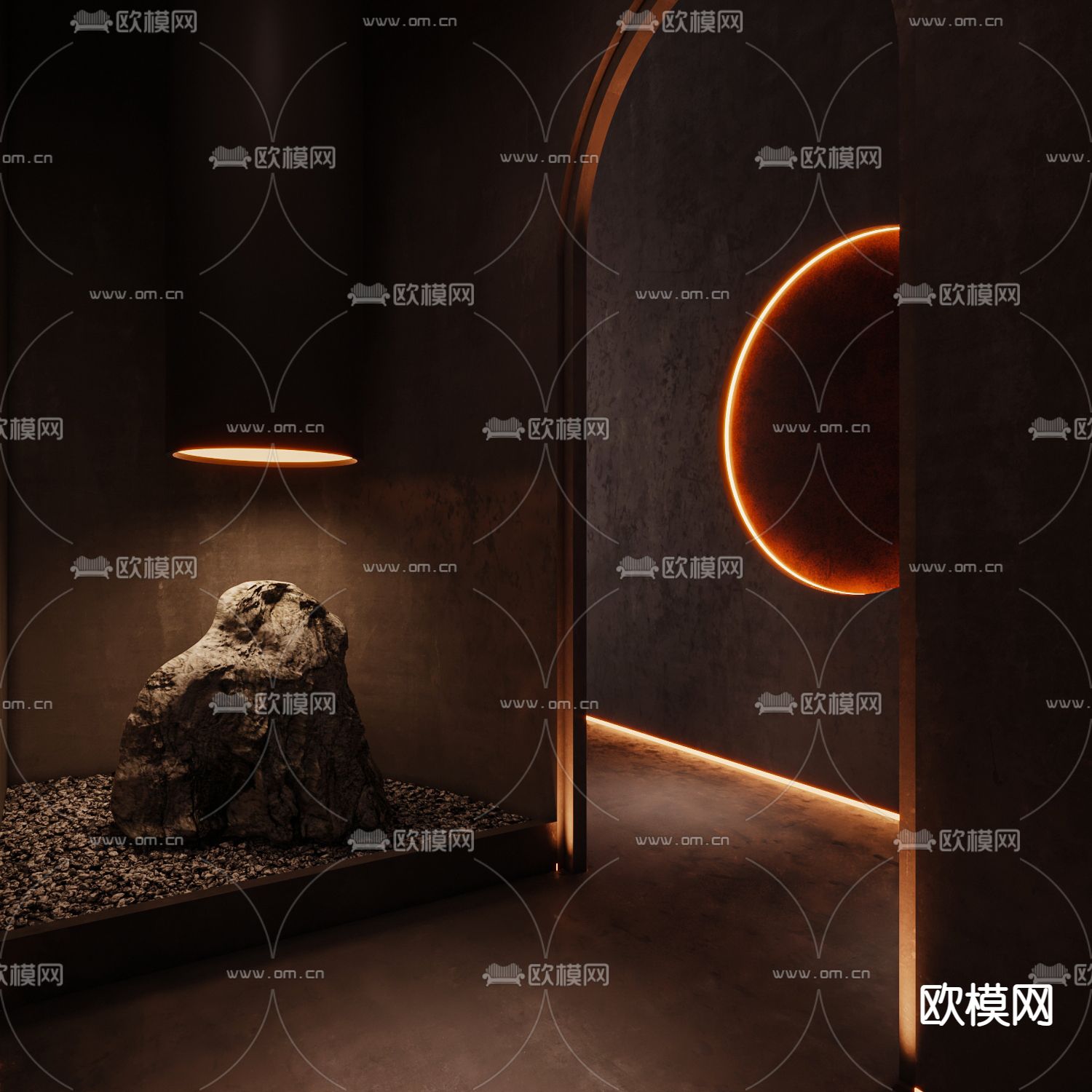 现代高级中餐厅休息区3d模型