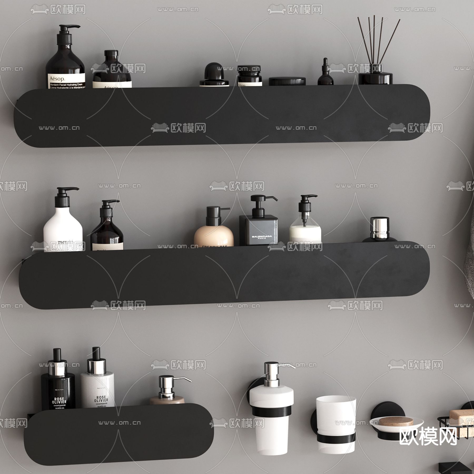 现代洗浴用品3d模型下载（渲染图4）