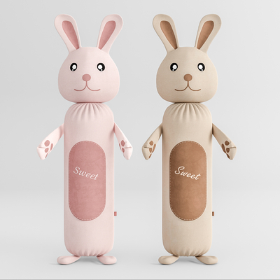  现代兔子毛绒玩具su模型 