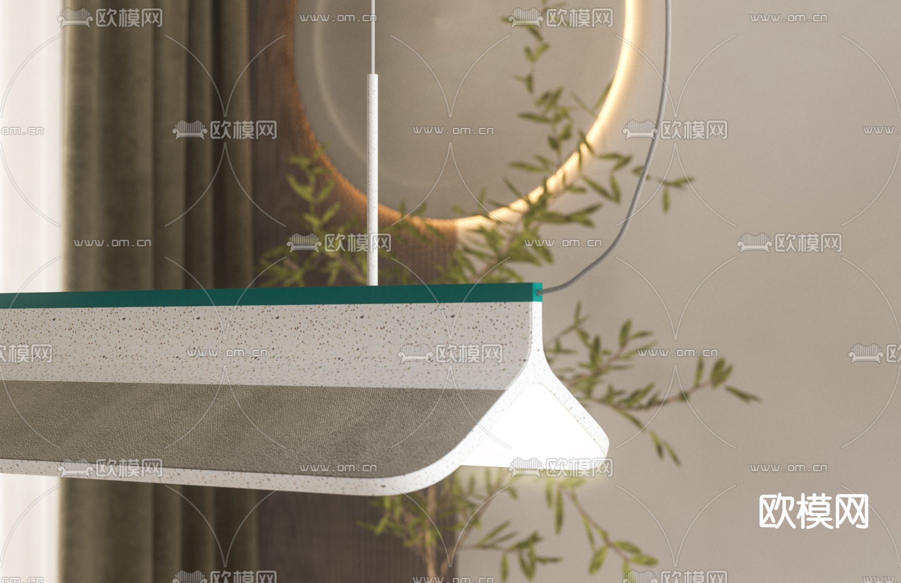 现代条形办公吊灯3d模型下载（渲染图2）