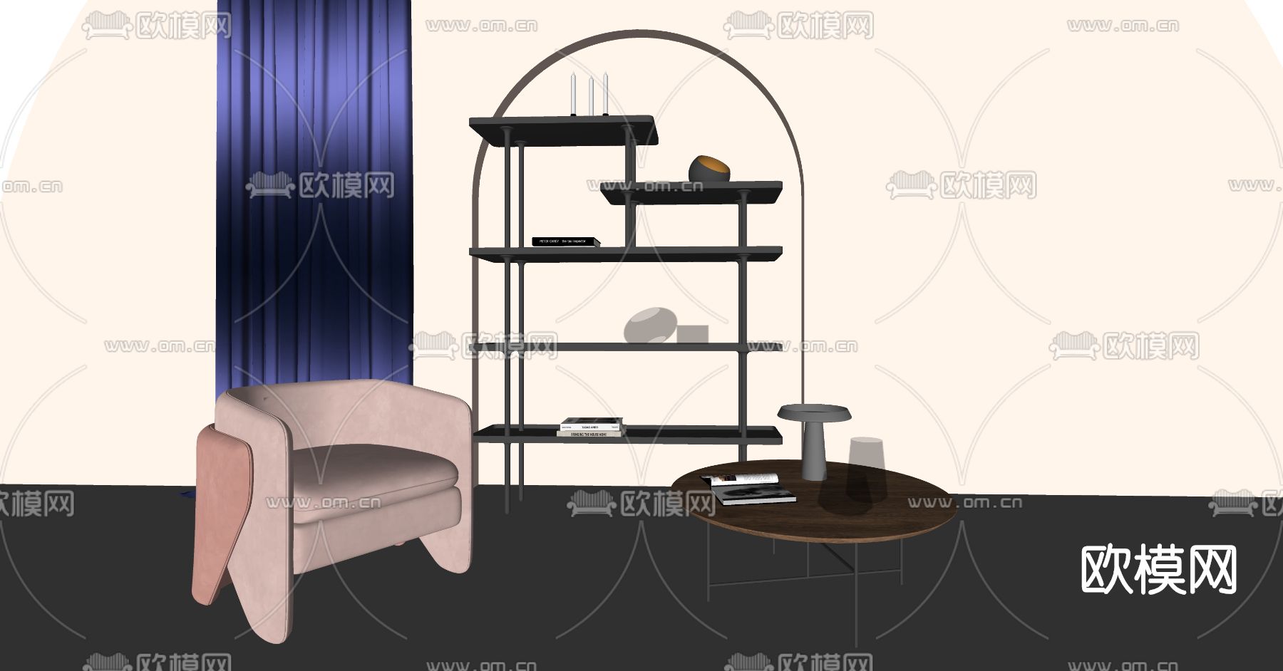 现代茶几休闲沙发su模型下载（渲染图2）