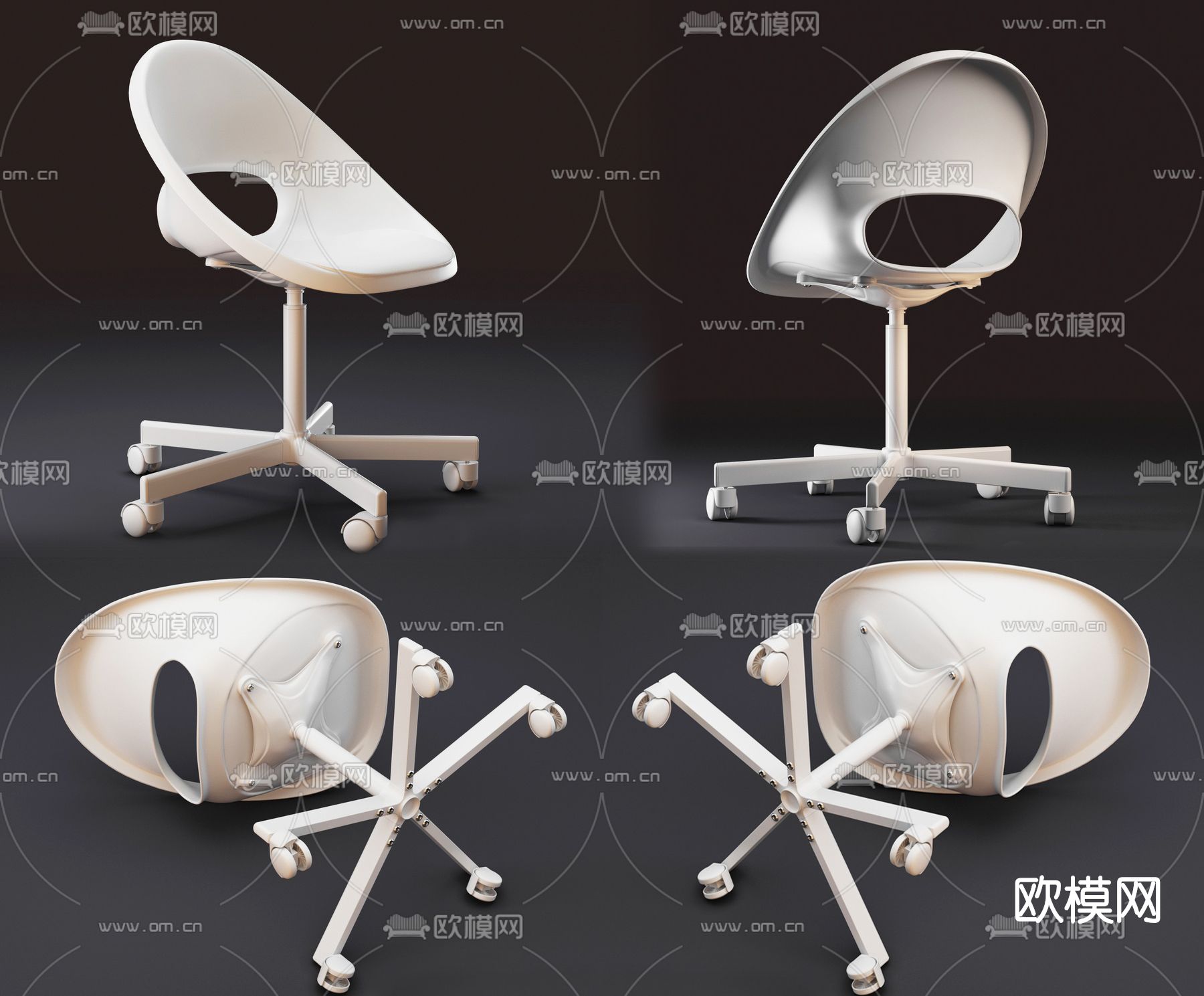 现代职员椅办公椅su模型下载（渲染图1）