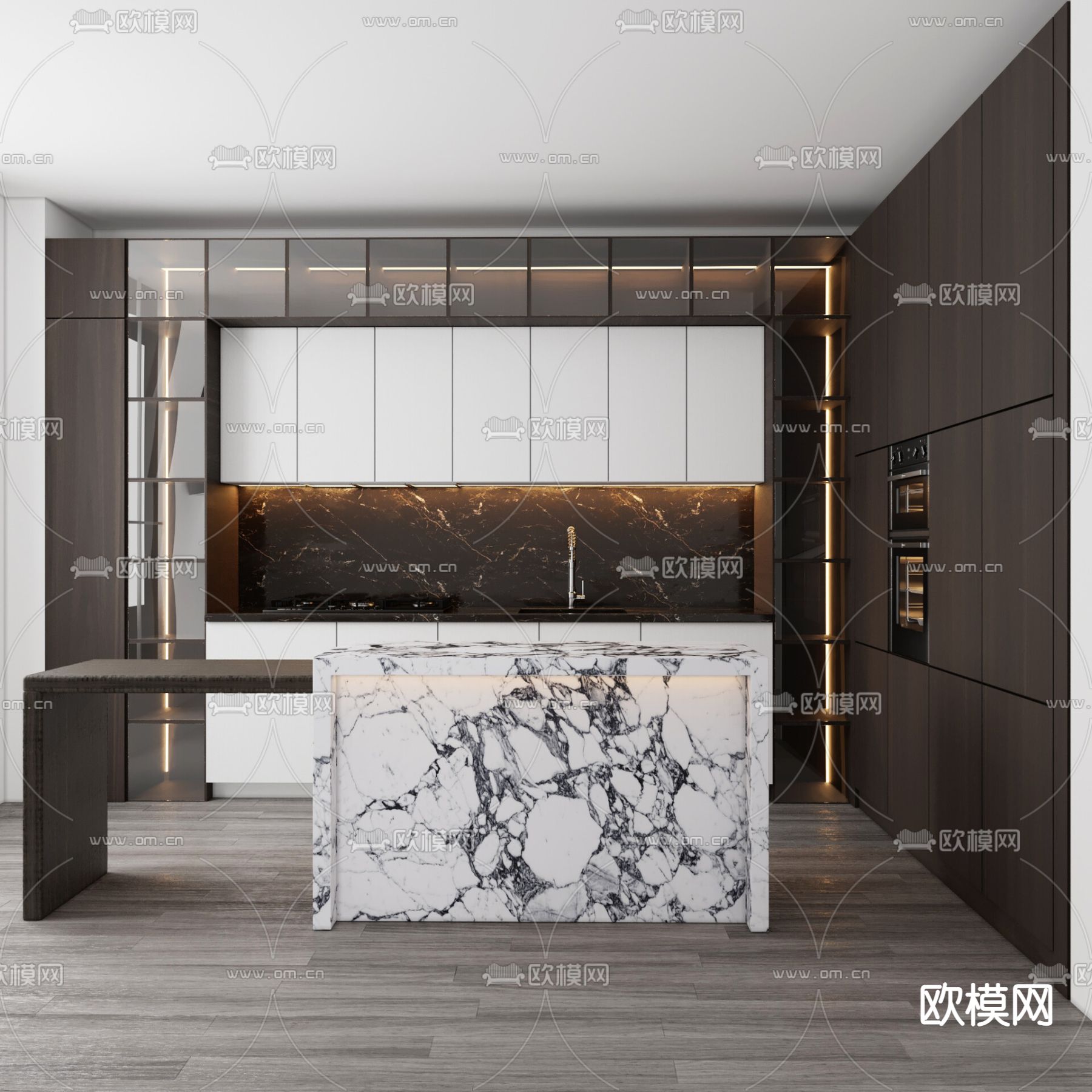 现代厨房橱柜3d模型下载（渲染图2）