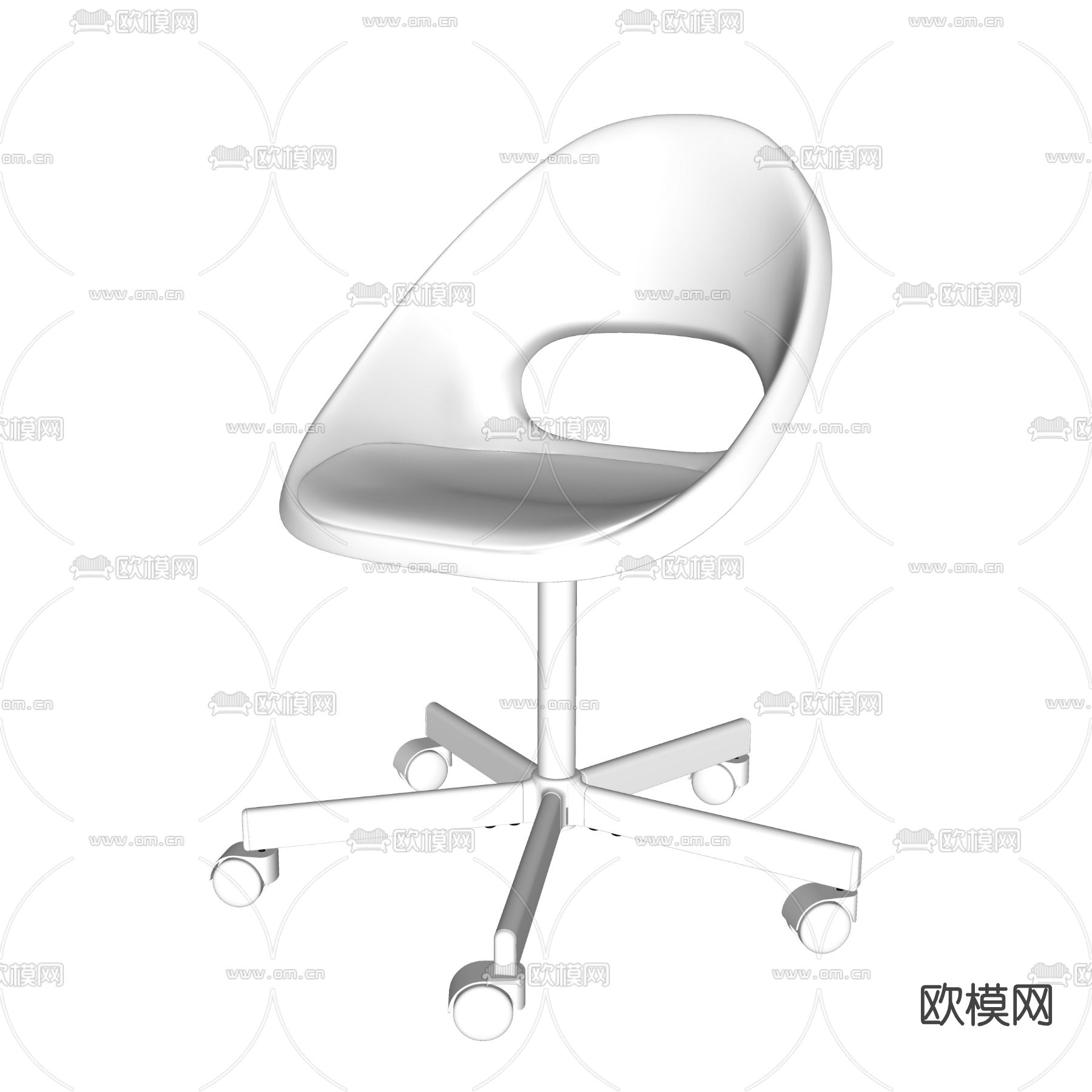 现代职员椅办公椅su模型下载（渲染图2）