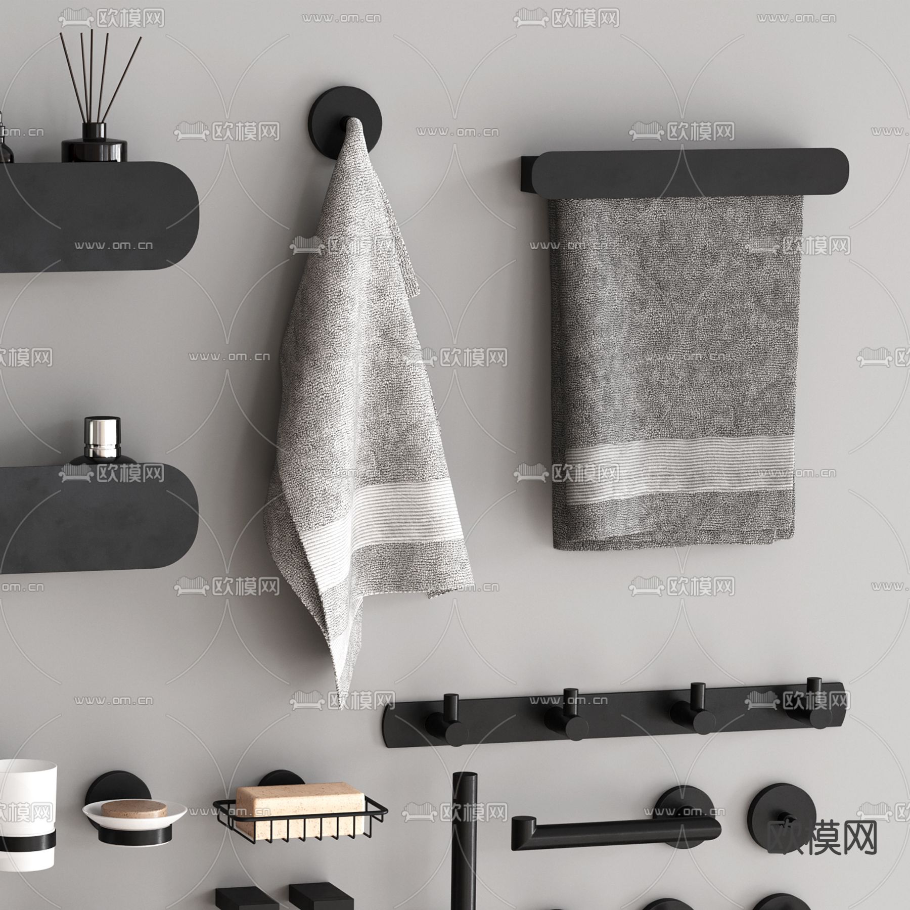 现代洗浴用品3d模型下载（渲染图3）