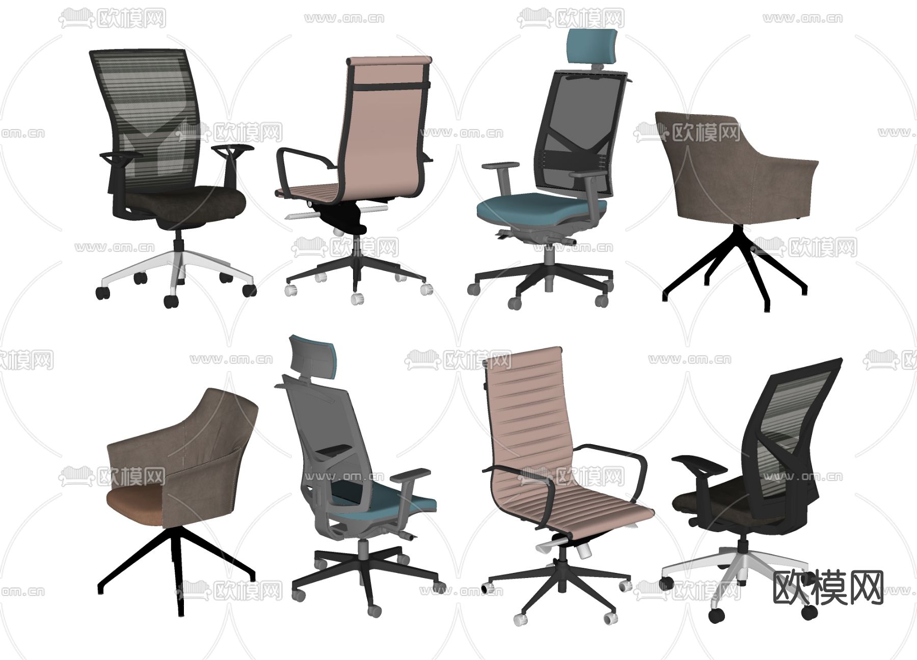 现代办公椅电脑椅职员椅su模型下载（渲染图2）