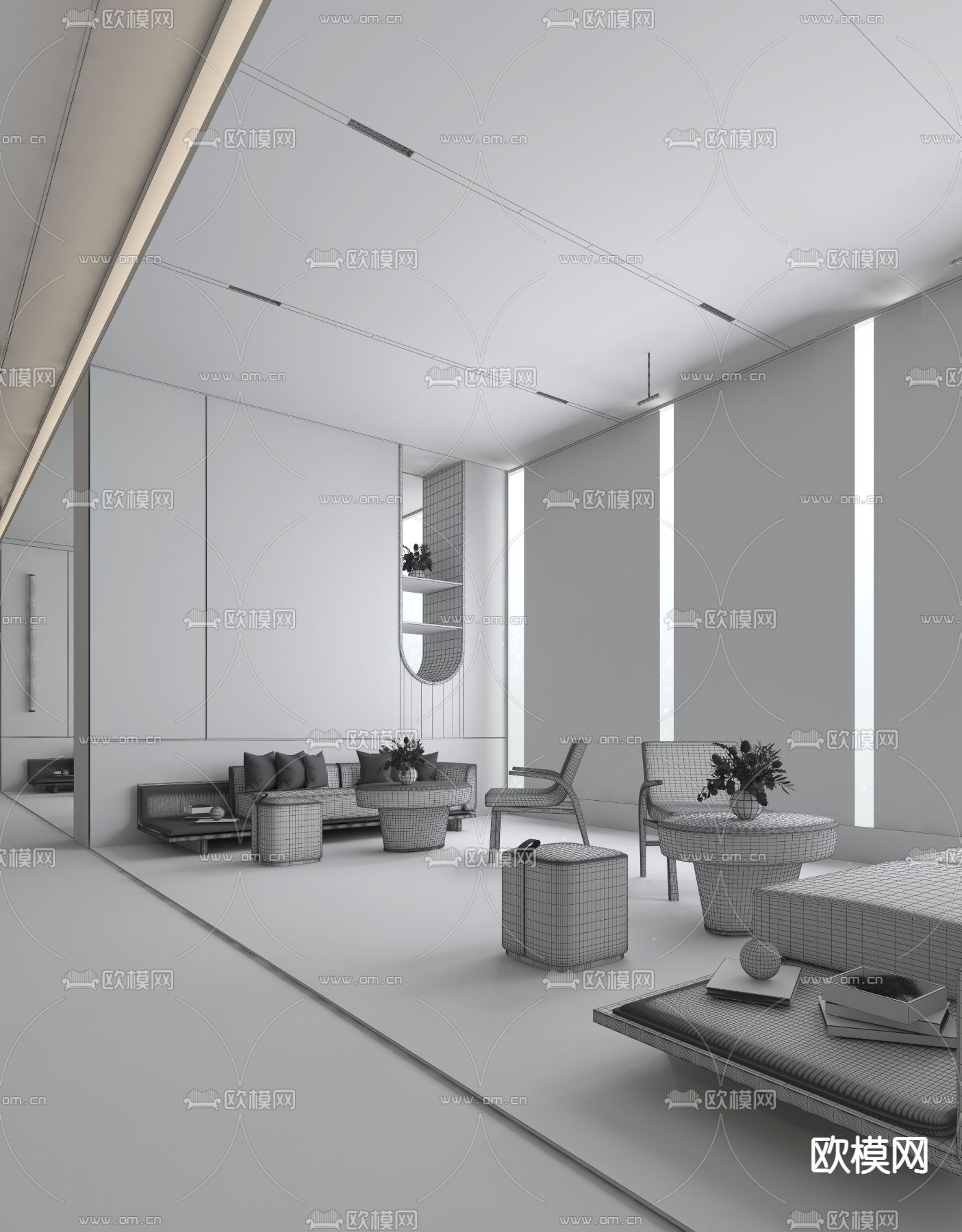 范可萨设计 现代售楼处洽谈区3d模型