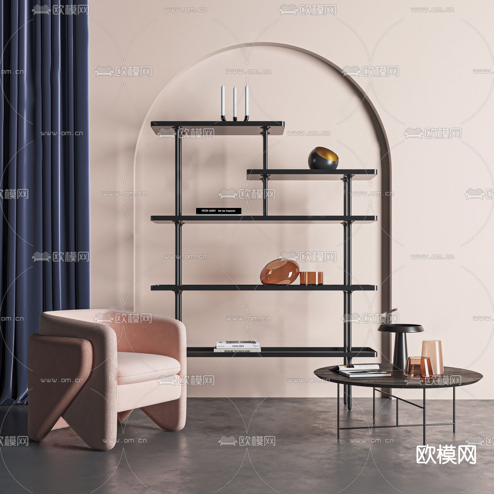 现代茶几休闲沙发su模型下载（渲染图1）