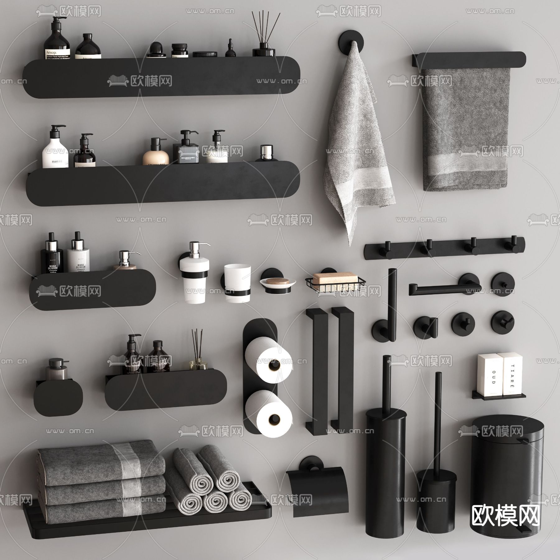 现代洗浴用品3d模型下载（渲染图1）