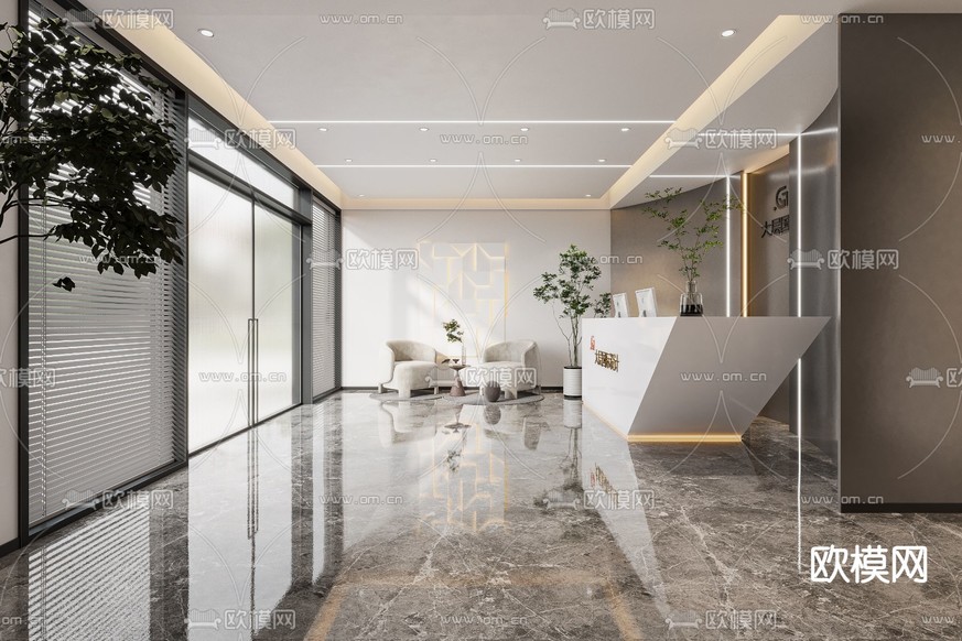 现代装修公司办公室3d模型下载_ID11809633_3dmax免费模型-欧模网
