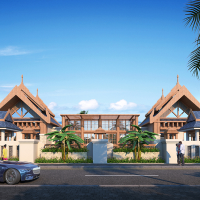 东南亚3d别墅外观模型-建筑3d模型-3dmax模型免费下载-欧模网