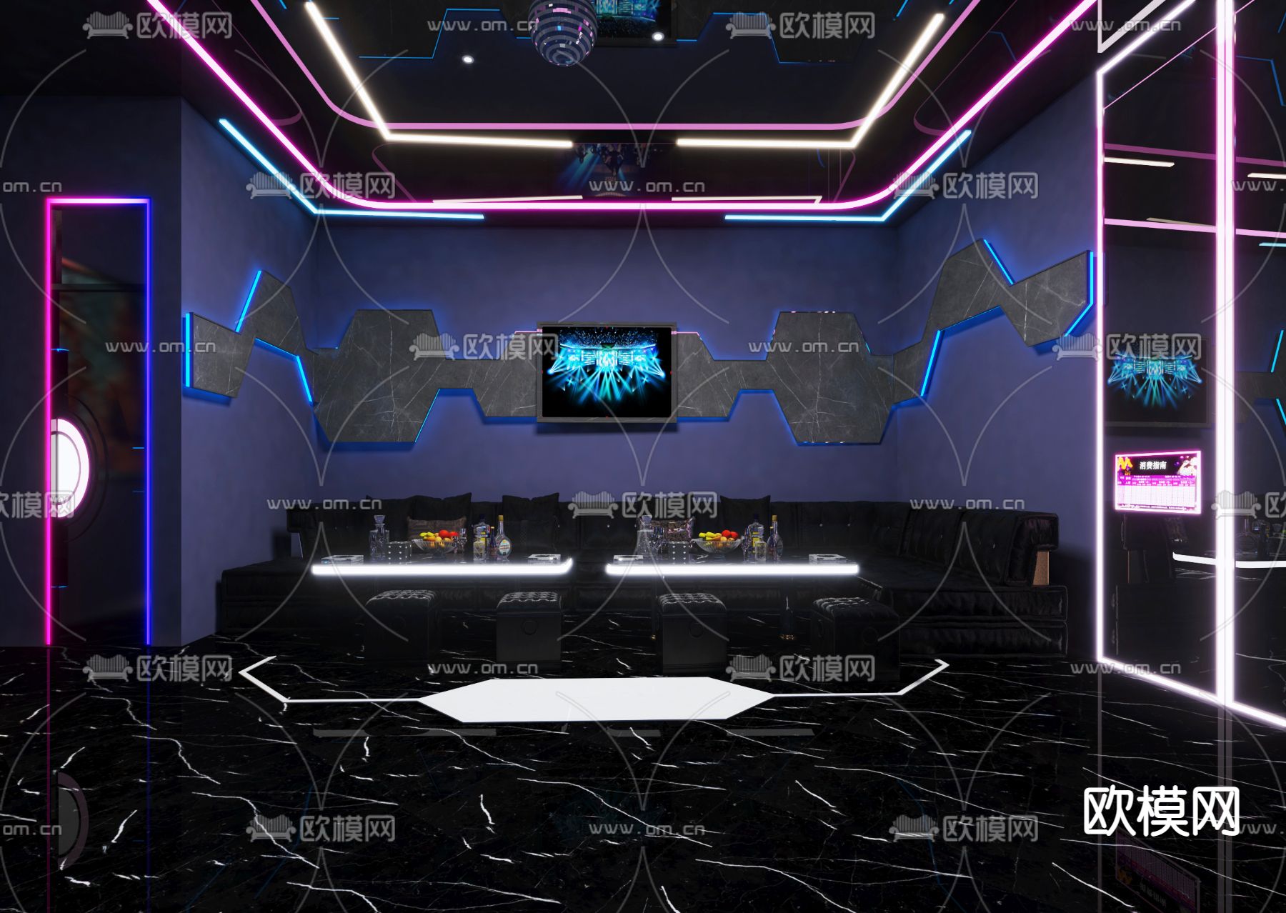 现代KTV包房3d模型下载（渲染图2）