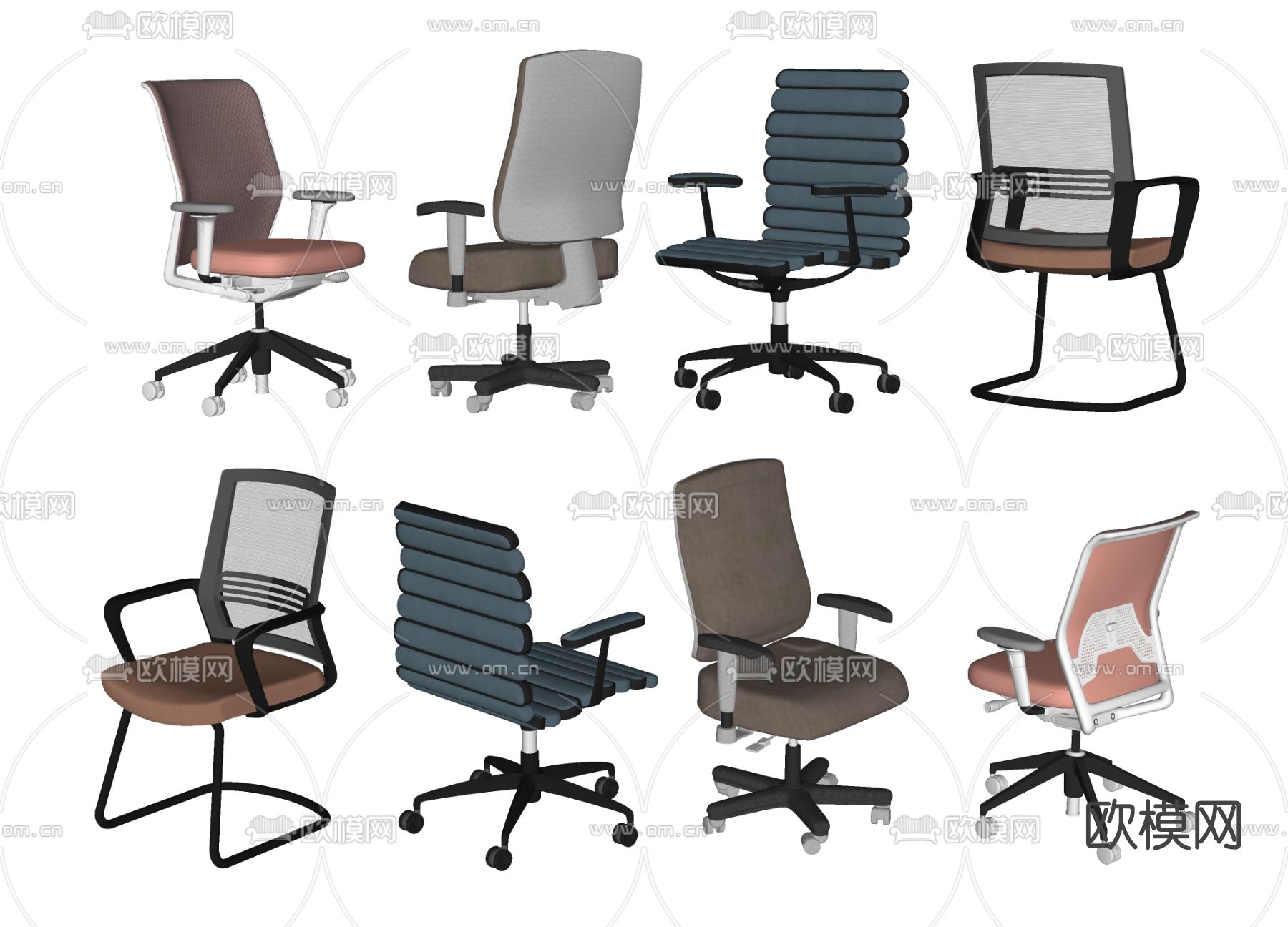 现代办公椅电脑椅职员椅su模型下载（渲染图2）