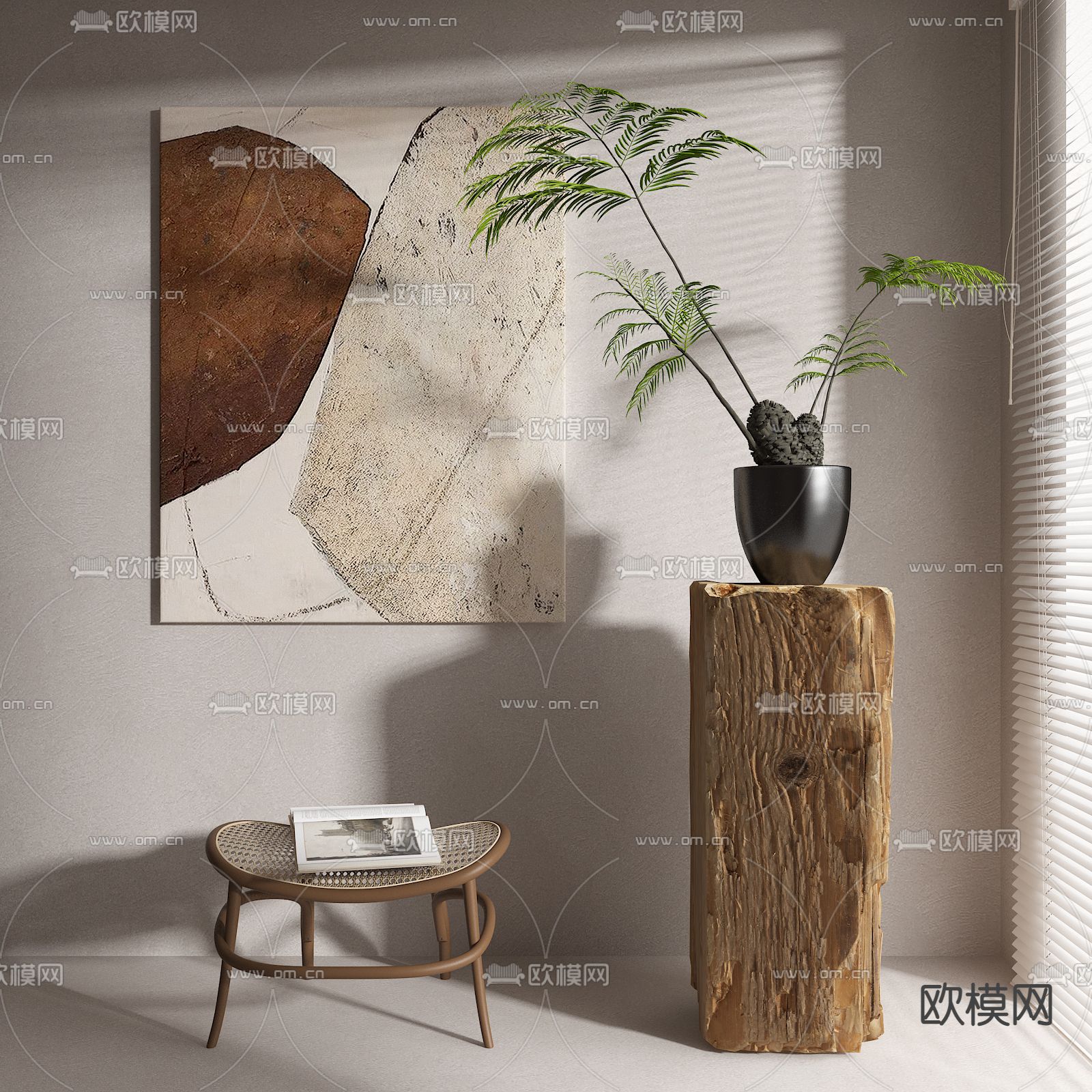 现代蕨类植物盆栽3d模型下载