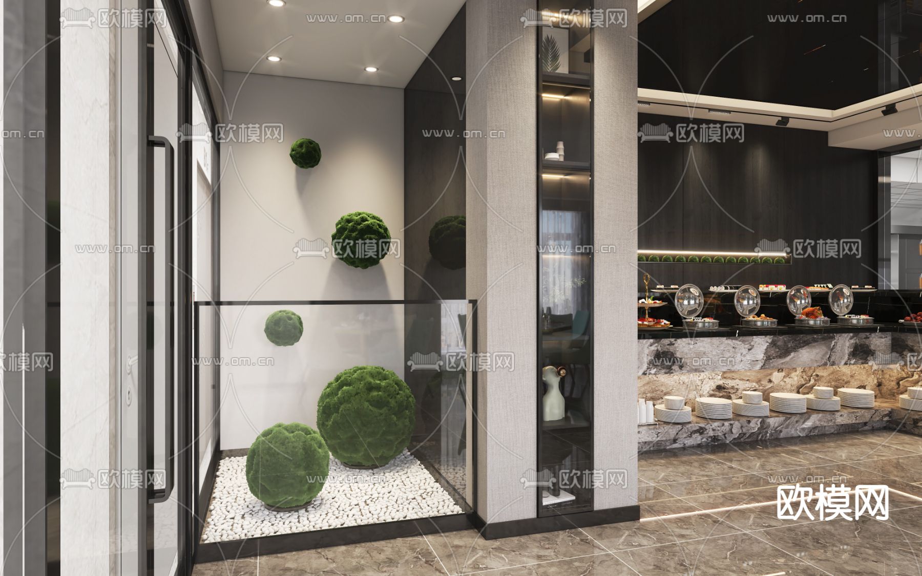 现代自助餐厅3d模型下载（渲染图4）