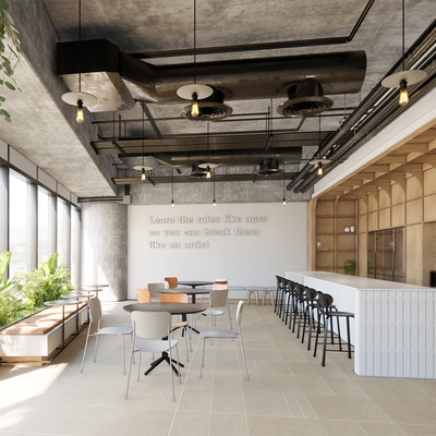  现代茶水间休息室su模型 