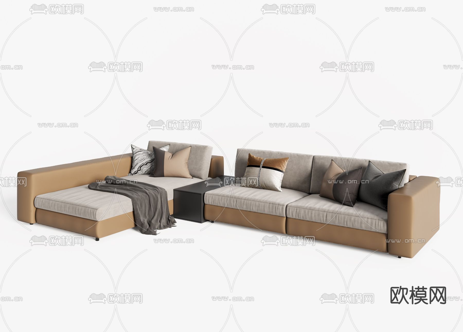 现代布艺转角沙发3d模型下载