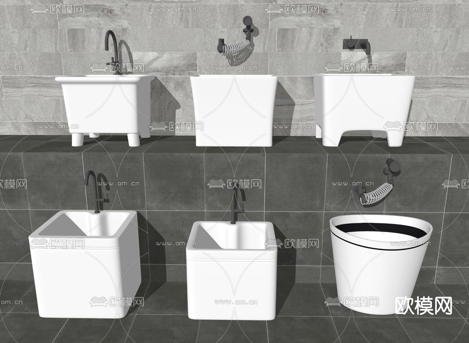 现代拖把池su模型下载（渲染图2）