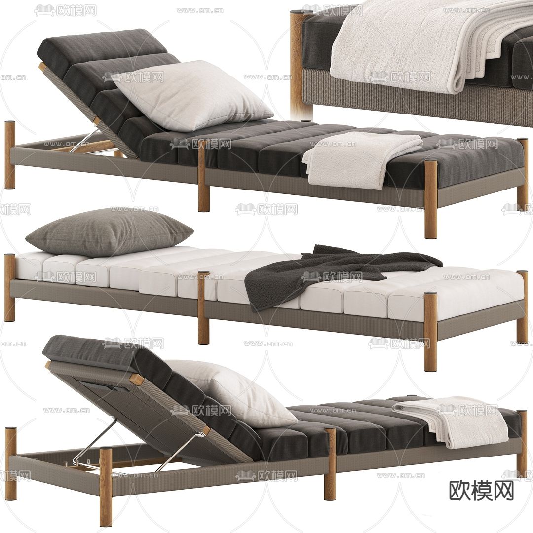 现代沙滩椅躺椅3d模型下载