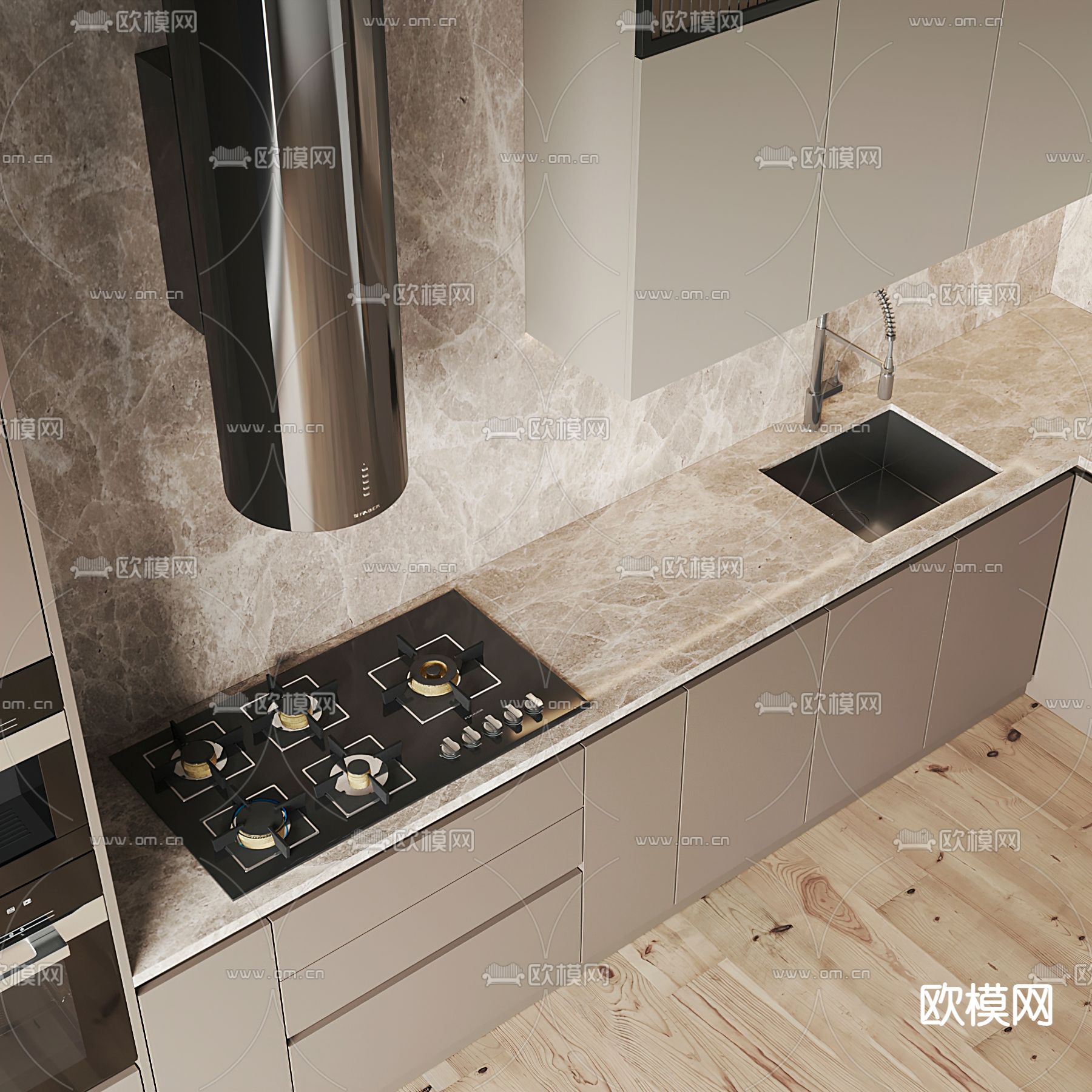 现代厨房橱柜3d模型