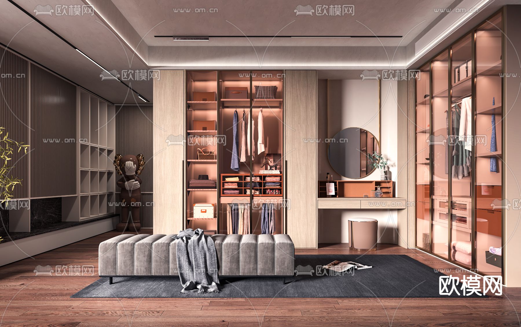 现代衣帽间3d模型下载（渲染图1）