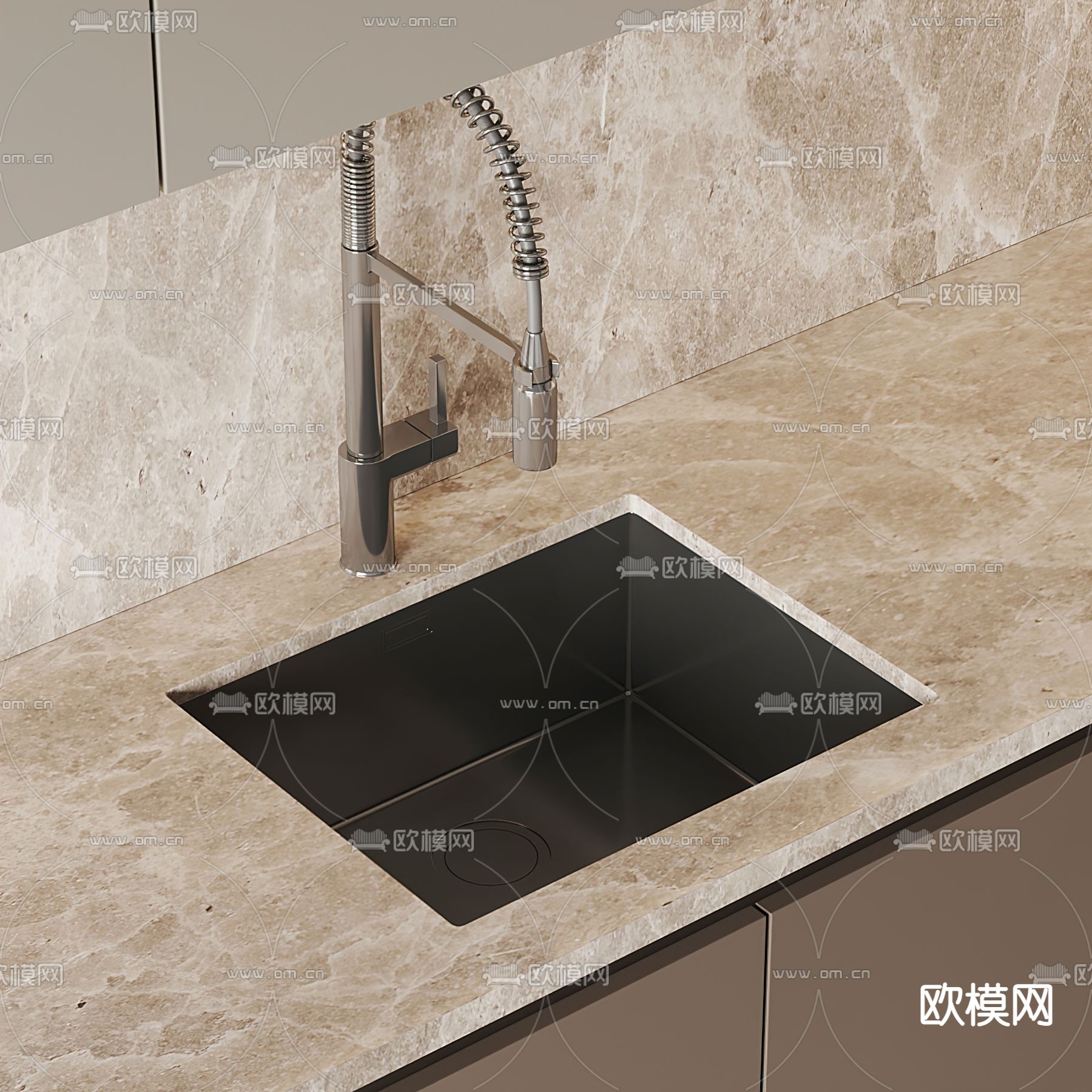 现代厨房橱柜3d模型