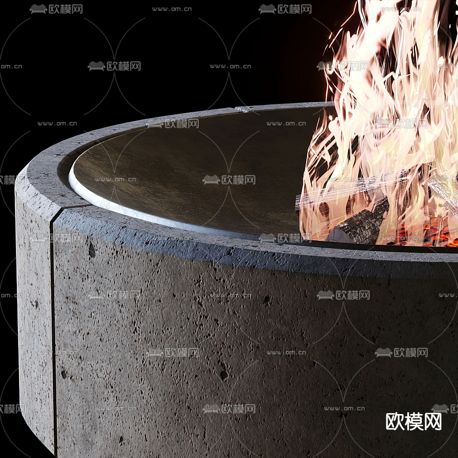 现代火炉篝火3d模型下载（渲染图2）