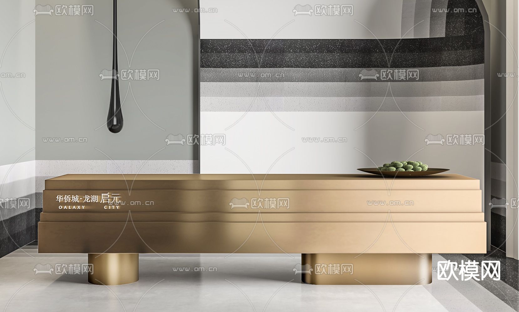 现代售楼处接待台3d模型