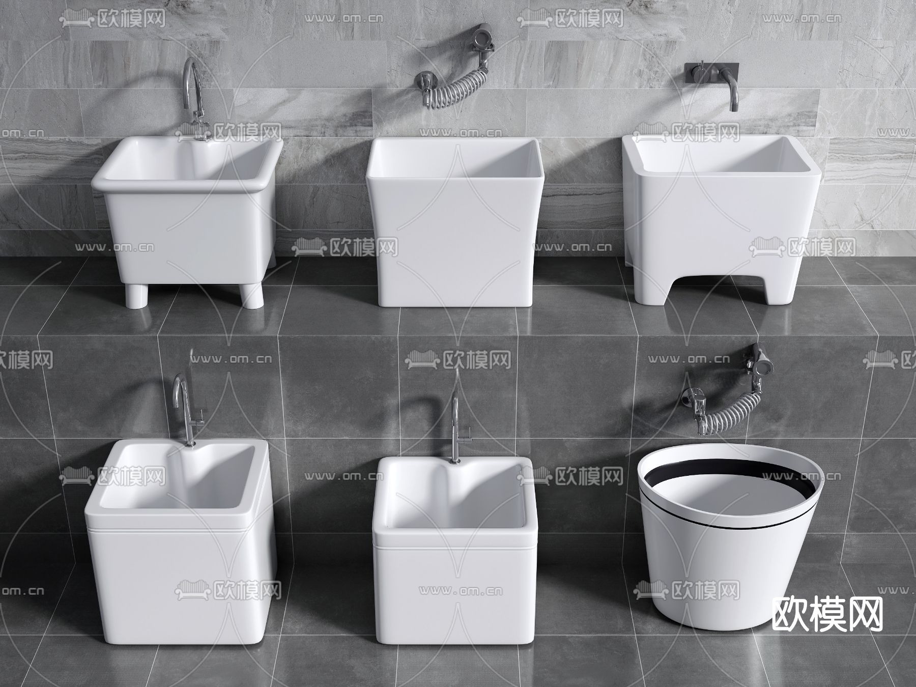 现代拖把池su模型下载（渲染图1）