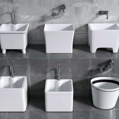  现代拖把池su模型 