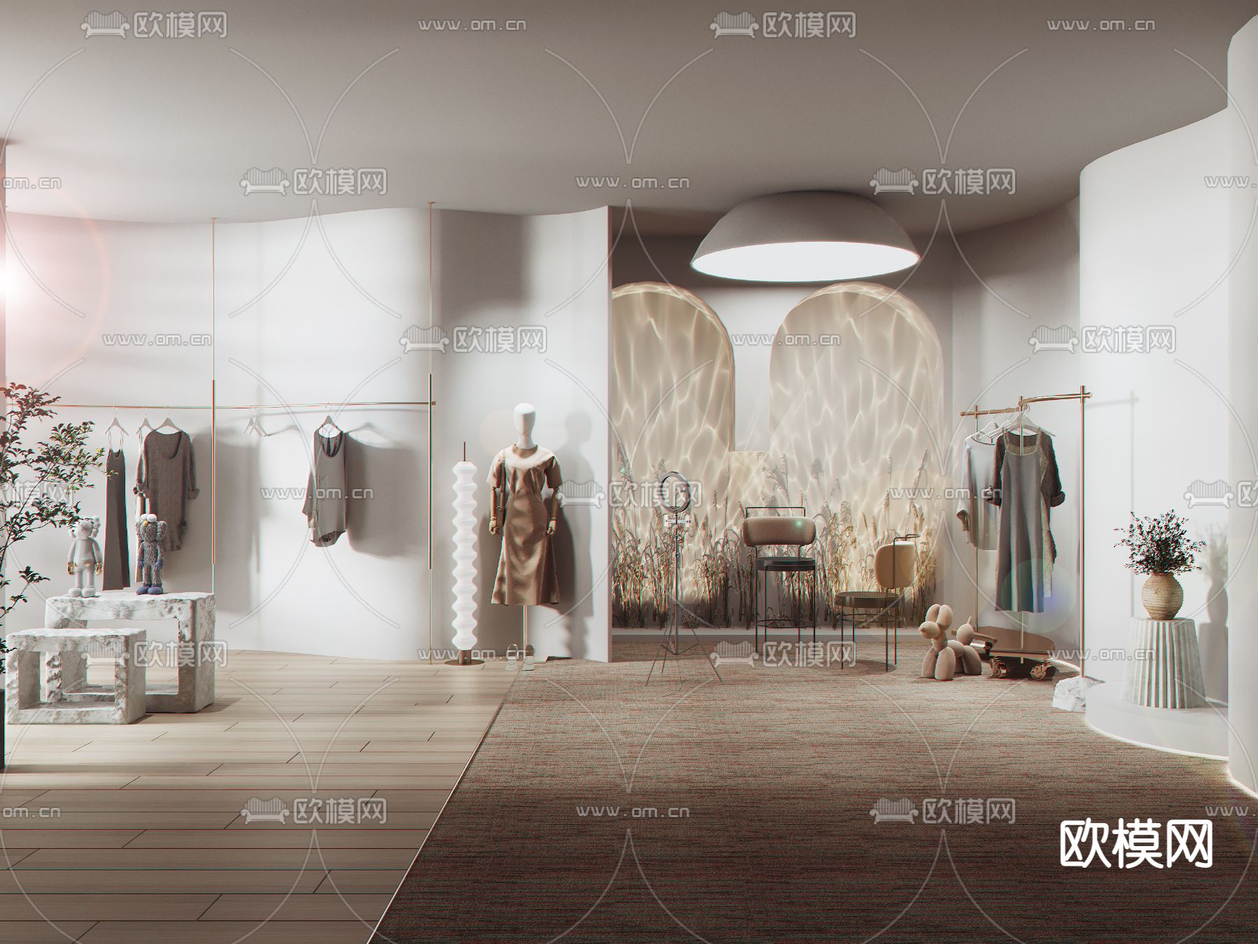 现代女装服装店直播间3d模型下载_ID11811013_3dmax免费模型-欧模网