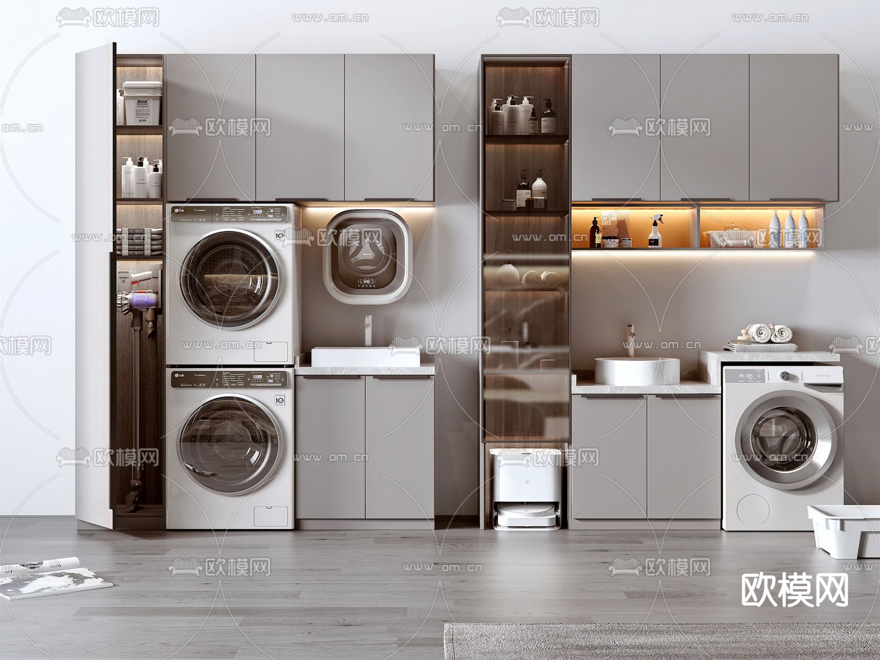 现代浴室柜洗衣柜3d模型下载