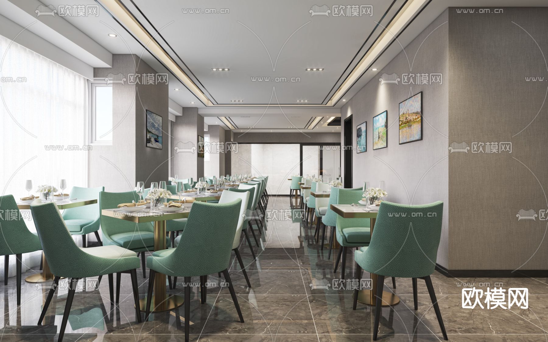 现代自助餐厅3d模型下载（渲染图3）