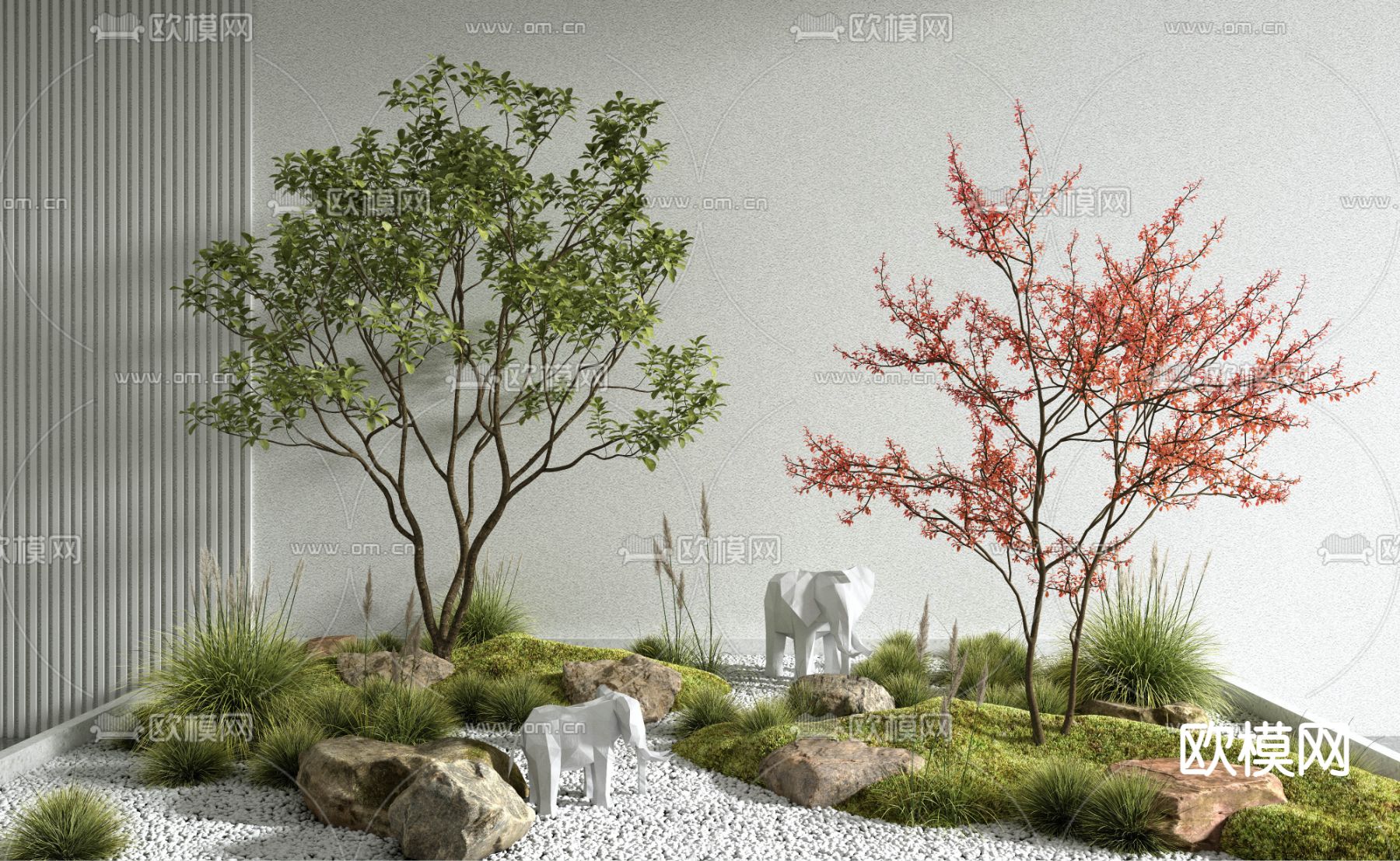 现代植物景观造景小品3d模型下载