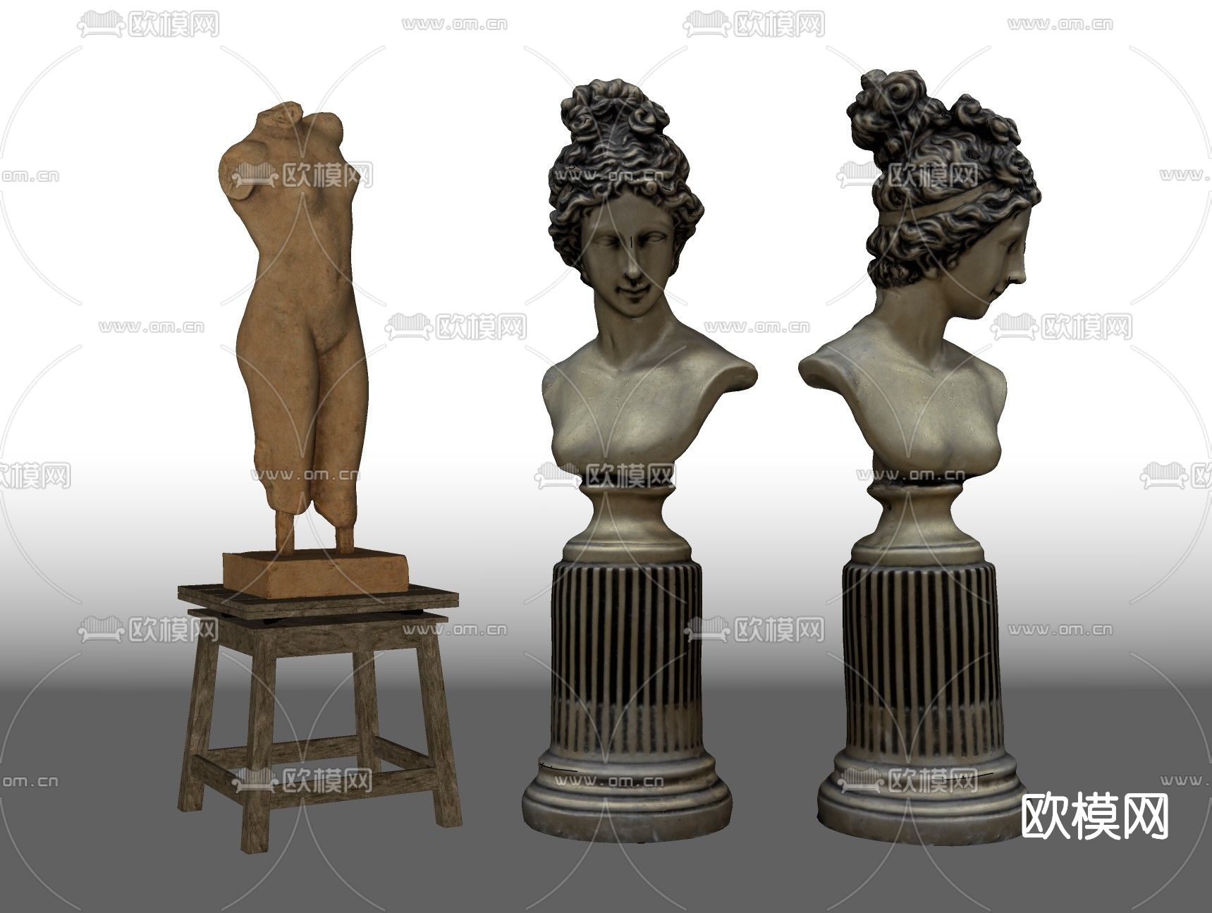 欧式雕塑石膏像su模型下载（渲染图2）