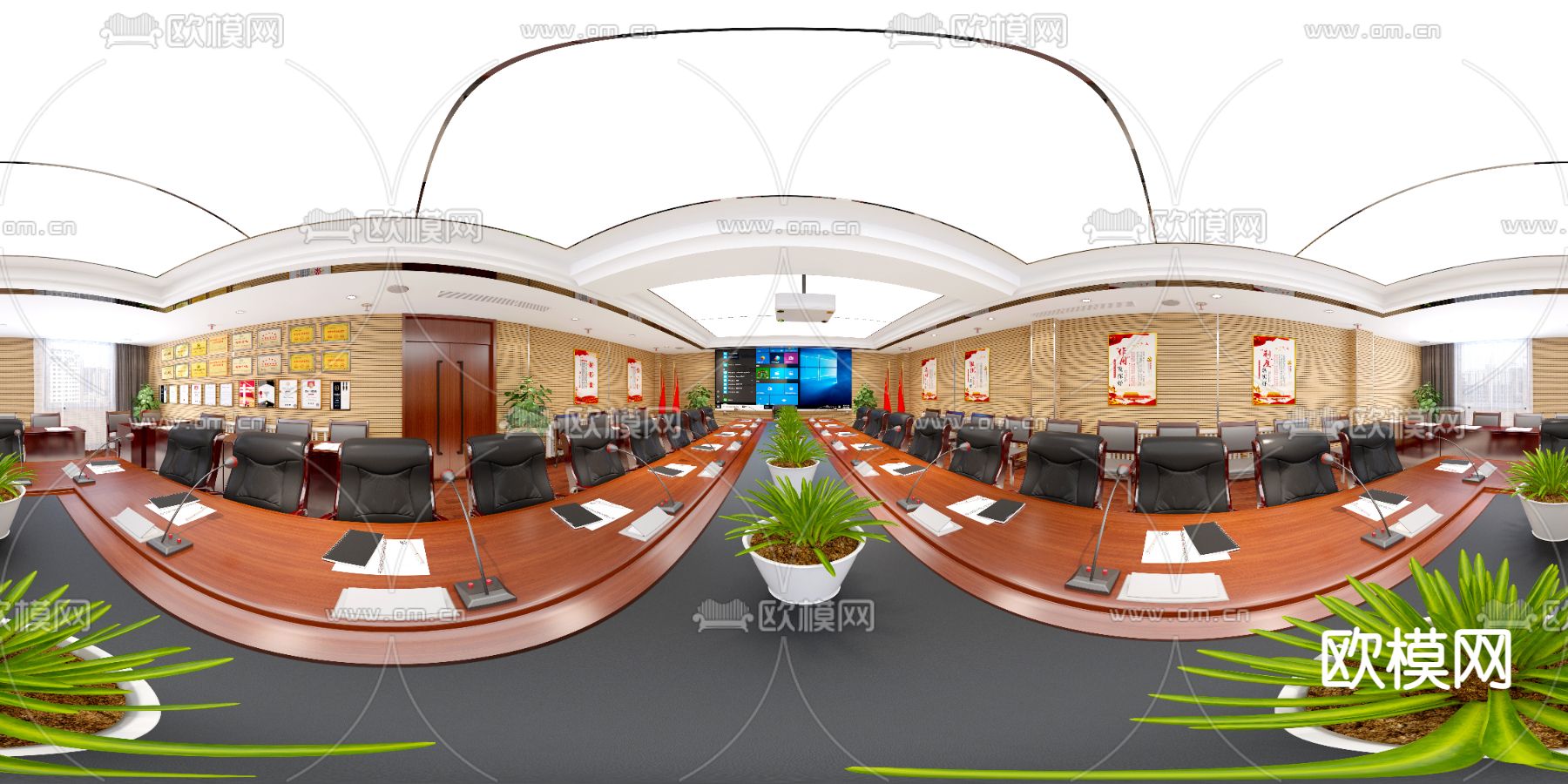 现代党建会议室vr全景3d模型下载_ID11810348_3dmax免费模型-欧模网